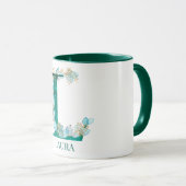 Mug Aquarelle Turquoise et or Monogramme lettre L (Devant droit)