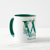 Mug Aquarelle Turquoise et or Monogramme lettre W (Devant gauche)