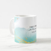 Mug Aquarelle turquoise personnalisable abstrait moder (Devant gauche)
