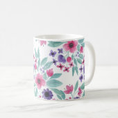 Mug Aquarelle Turquoise rose Fille Monogramme Floral (Devant droit)