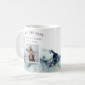 Mug aquarelle vagues côtier enregistrer la photo date (Devant gauche)