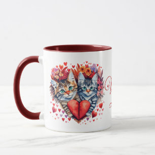 Mug Aquarelle Valentines chats avec amour