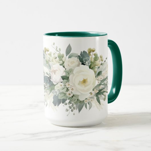 Mug Aquarelle végétale blanche (Devant droit)