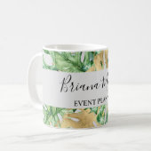 Mug Aquarelle Verdure Palm Feuille Gold Tropical (Devant gauche)