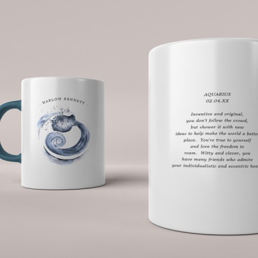 Mug Aquarelle Verseau Astrologie Zodiaque | Monogramme
