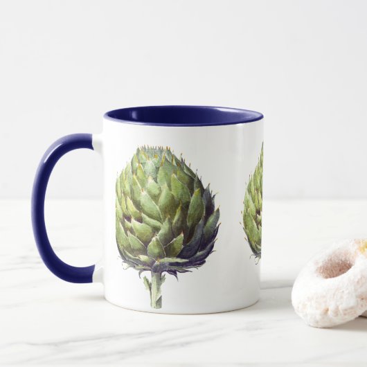 Mug Aquarelle vert artichaut art (Avec donut)