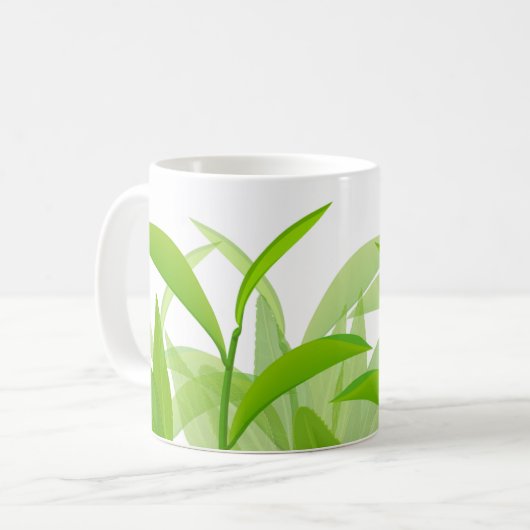 Mug Aquarelle vert clair feuilles (Devant gauche)