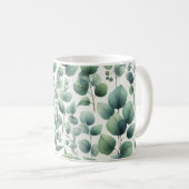Mug Aquarelle Vert Eucalyptus Feuilles (Devant droit)
