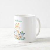 Mug Aquarelle Vert mer Cute Safari Jungle Animaux (Devant droit)