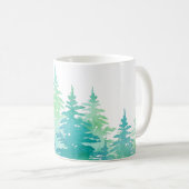 Mug Aquarelle vert turquoise Arbres À feuillage persis (Devant droit)