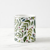 Mug Aquarelle verte branches saisonnières et baies (Centre)