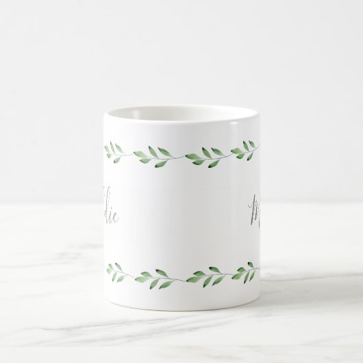 Mug Aquarelle verte Feuille Garland (Centre)