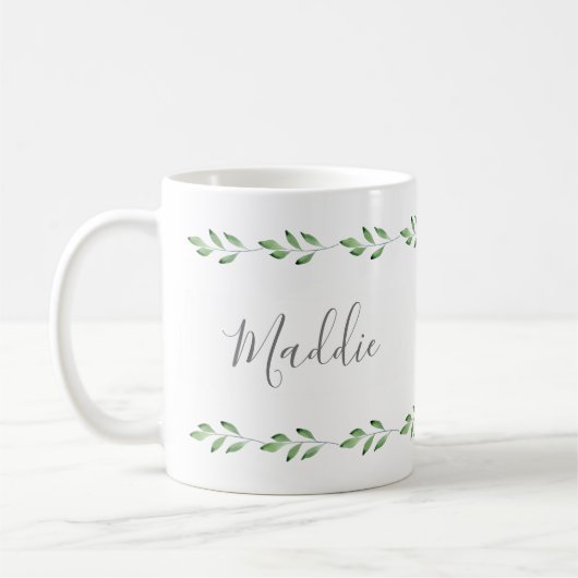 Mug Aquarelle verte Feuille Garland (Gauche)