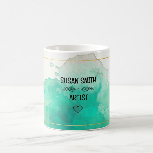 Mug Aquarelle verte personnalisable Uniq moderne abstr (Centre)