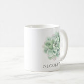 Mug Aquarelle verte tendance de Sage Succulent (Devant droit)