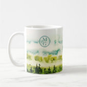 Mug Aquarelle verte Turquoise Monogramme (Gauche)
