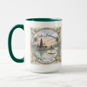 Mug Aquarelle vintage de voyage à Bali Indonésie sur m
