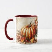 Mug Aquarelle vintage des citrouilles et des feuilles  (Gauche)