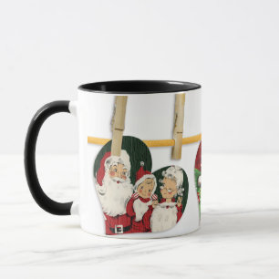 Mug Aquarelle vintage du Père Noël et Mme Claus M