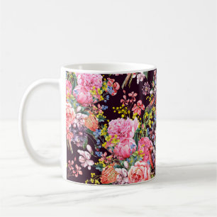 Mug Aquarelle Vintage Florale sans joint Arrière - pl