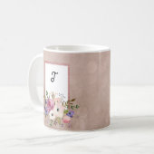 Mug Aquarelle vintage Mauve Florale Initiale (Devant gauche)