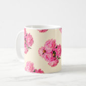Mug Aquarelle vintage Peonies roses Floral (Devant gauche)