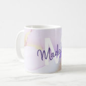 Mug Aquarelle violet Abstrait Girly Luxury Monogramme (Devant gauche)
