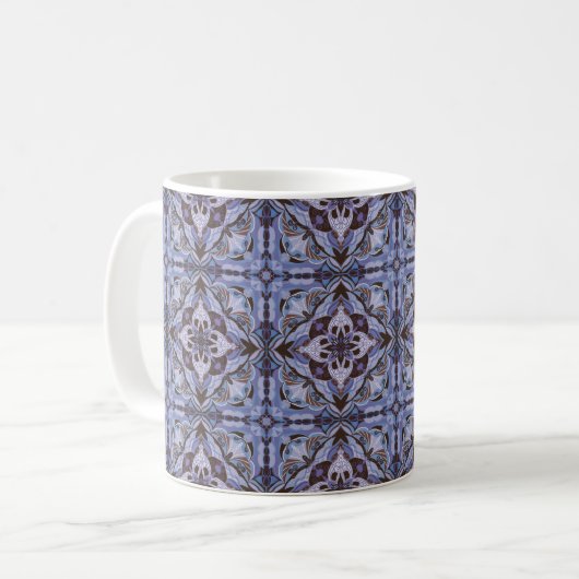 Mug Aquarelle violet Azulejo tuile espagnole (Devant gauche)