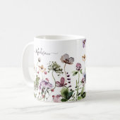 Mug Aquarelle violet Fleurs sauvages (Devant gauche)
