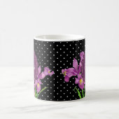 Mug Aquarelle violet Iris noir blanc Pois (Centre)