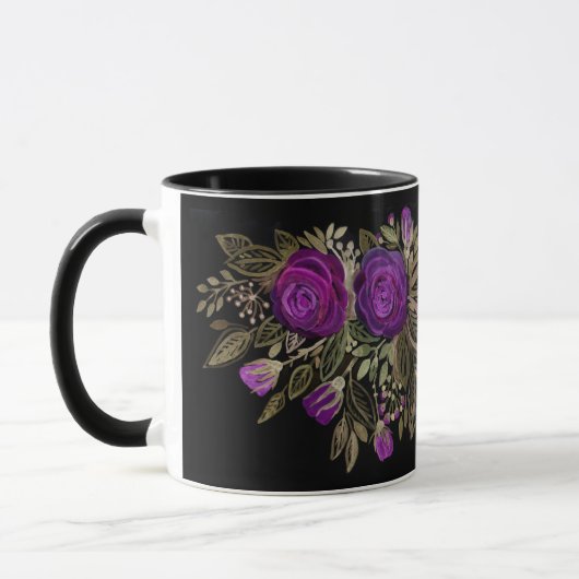 Mug Aquarelle violet roses (Gauche)