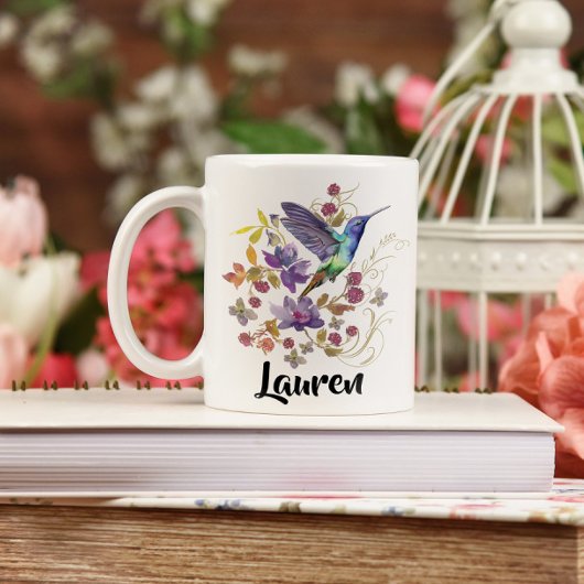 Mug Aquarelle violette et bleue Coiffure florale colib