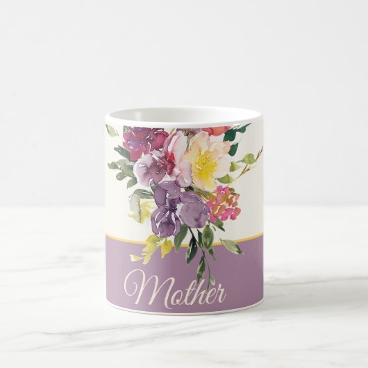 Mug Aquarelle violette et bordeaux florale personnalis (Centre)
