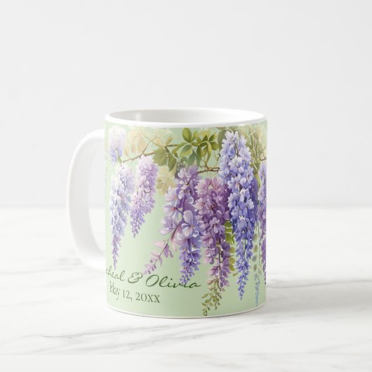 Mug Aquarelle violette glycine florale lilas botanique (Devant gauche)