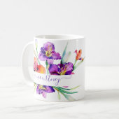 Mug Aquarelle violette Iris personnalisée (Devant gauche)