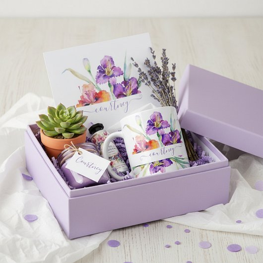 Mug Aquarelle violette Iris personnalisée