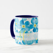 Mug Aquarelle vive bleu m'oublier pas fleurs nom (Devant gauche)