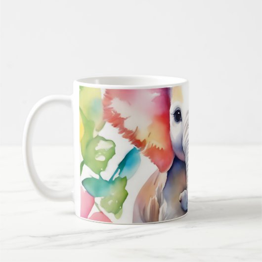 Mug Aquarelle vive de l'éléphant (Gauche)
