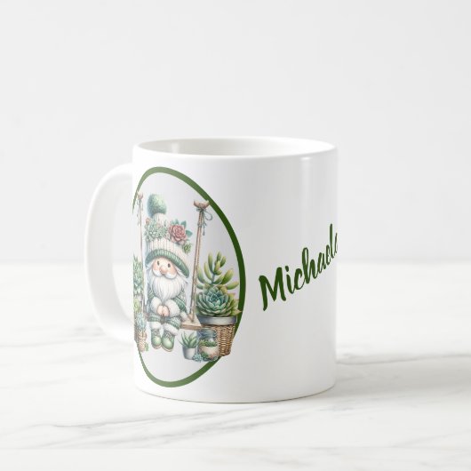 Mug Aquarelle Whimsical Gnome Succulent (Devant gauche)