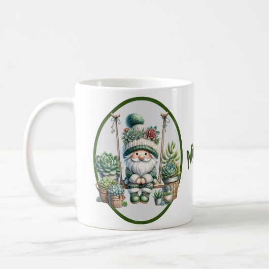 Mug Aquarelle Whimsical Gnome Succulent (Gauche)