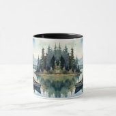 Mug Aquarelle Wilderness Fishing Lake in Boat (Centre)