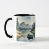 Mug Aquarelle Wilderness Fishing Lake in Boat (Gauche)