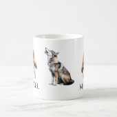 Mug Aquarelle Wolf Art Monogramme Personnalisé (Centre)