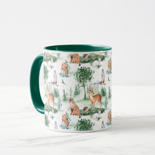 Mug Aquarelle Woodland Baby Motif animal (Devant gauche)