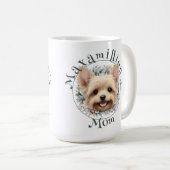 Mug Aquarelle Yorkie et couronne florale (Devant droit)