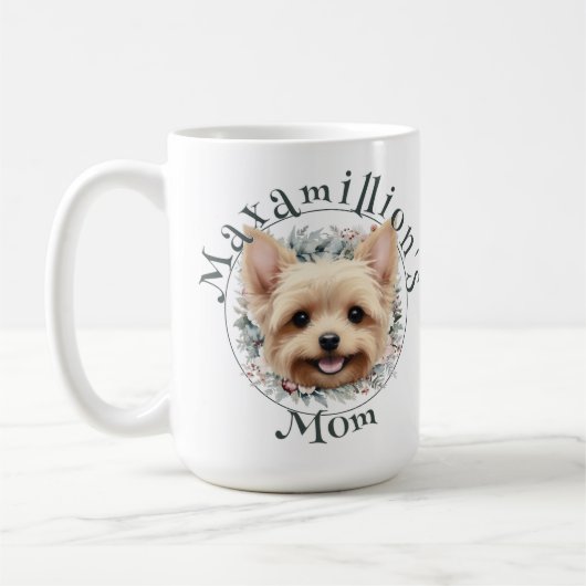 Mug Aquarelle Yorkie et couronne florale (Gauche)