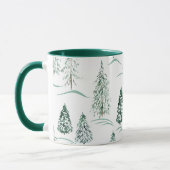 Mug Aquarelles de Noël. Forêt d'hiver. (Gauche)