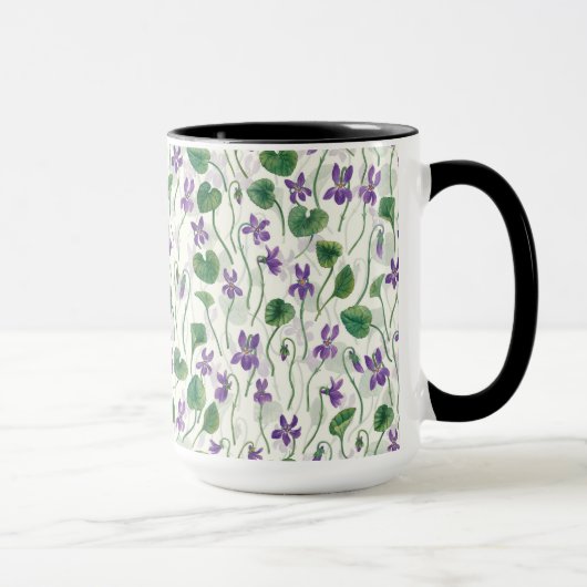 Mug Aquarelles violettes sur blanc cassé (Droite)