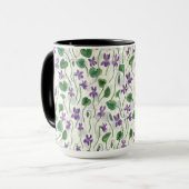 Mug Aquarelles violettes sur blanc cassé (Devant gauche)