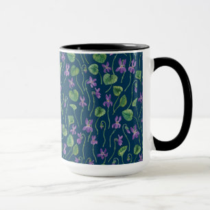 Mug Aquarelles violettes sur fond bleu
